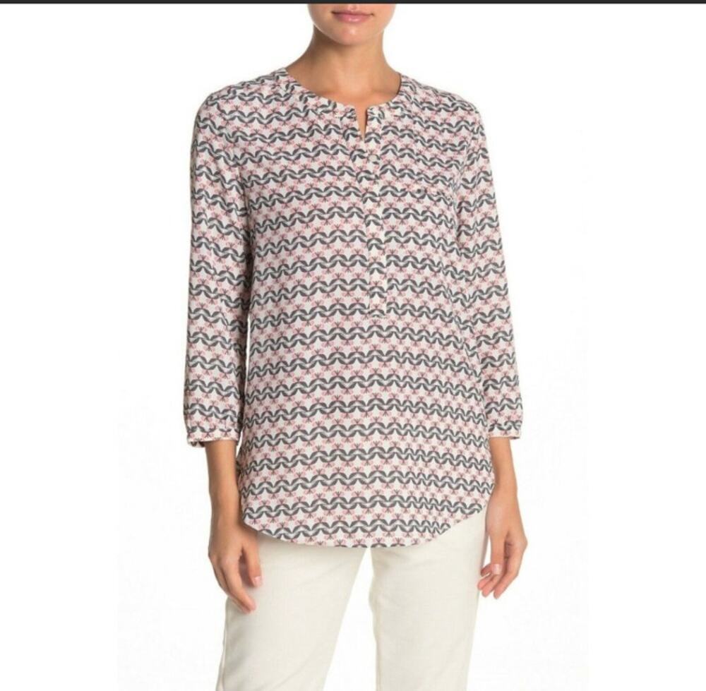 NYDJ Flutter Butterfly Print Button Up Blouse size small